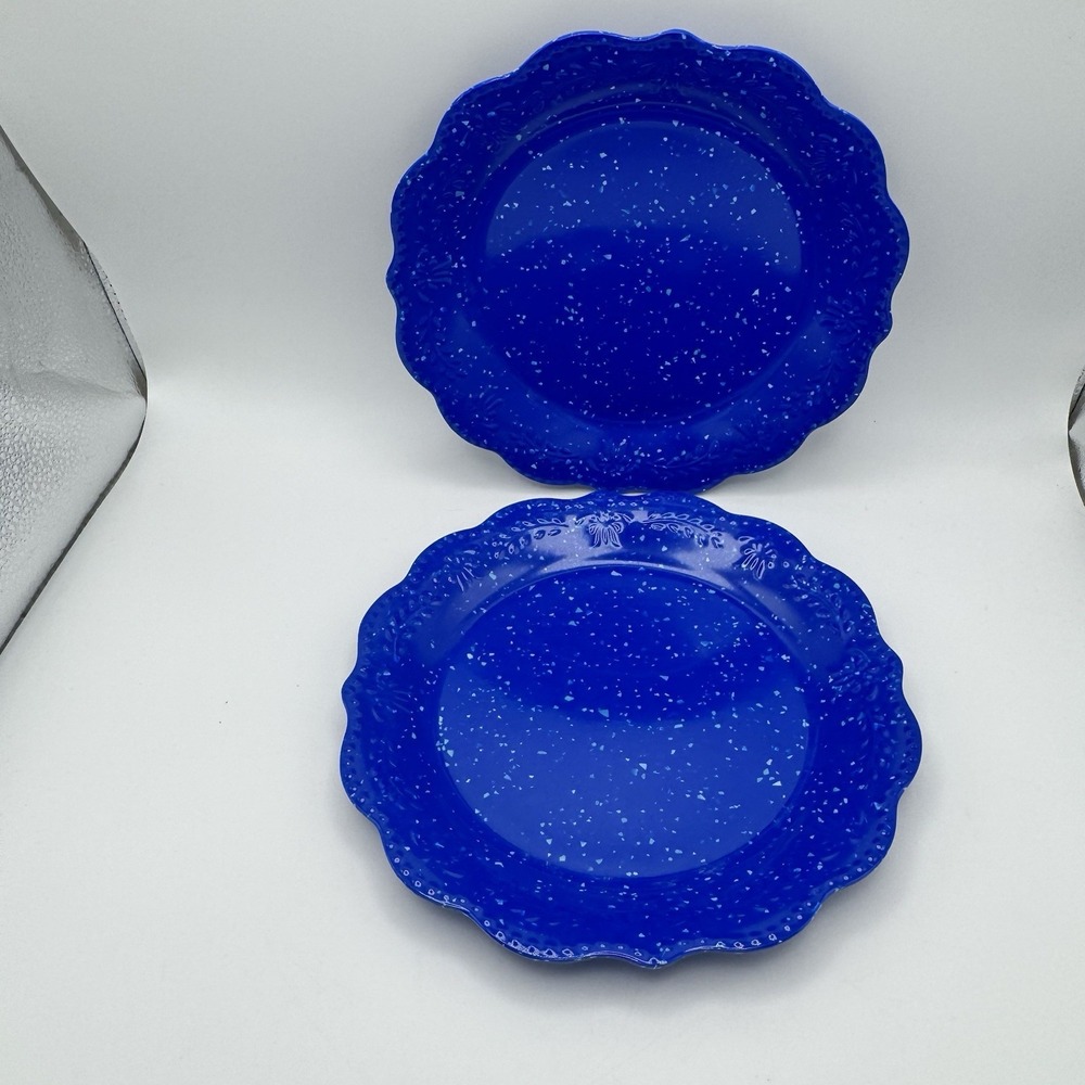 Pioneer Woman Melamine JULIETTE Blue‎ Speckled Spatter Plates 8.5" Set Of 2